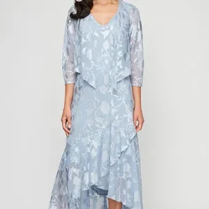 Chiffon Jacket Dress w/ High Low Tulip Skirt