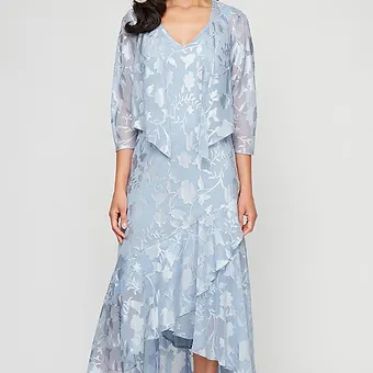 Chiffon Jacket Dress w/ High Low Tulip Skirt